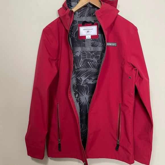 Obermeyer red hooded windbreaker jacket with adjustable hem mens S - Picture 3 of 11